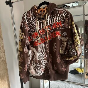 RARE- Christian Audigier vintage reversible zip up hoodie